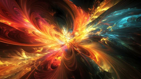 Radiant fractal vortex captures explosive chromatic energy flow