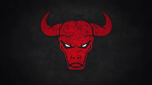 Minimalist red bull emblem on distressed dark ground.