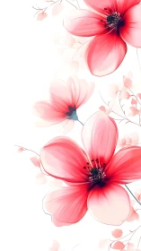 Digital watercolor cosmos flowers rendered with gradient mesh transparency layering technique.