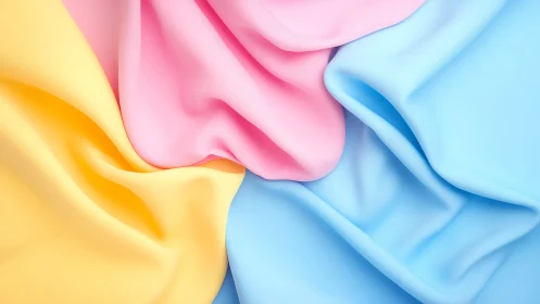 Pastel fabric folds form smooth overlapping color waves