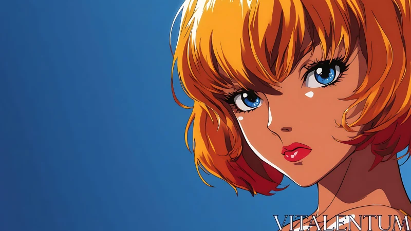 Electric gaze of the amber‑haired anime daydreamer.