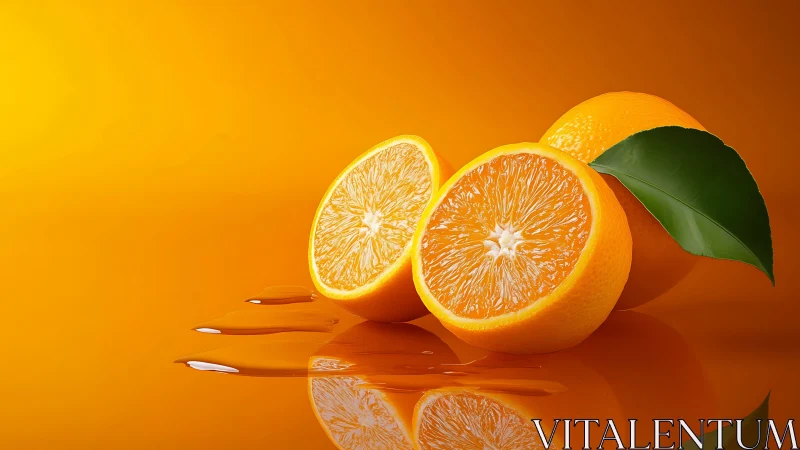 Sunlit orange slices basking in a glossy citrus glow.