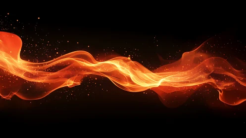 Luminous Fire Stream Flowing Through Darkness.
