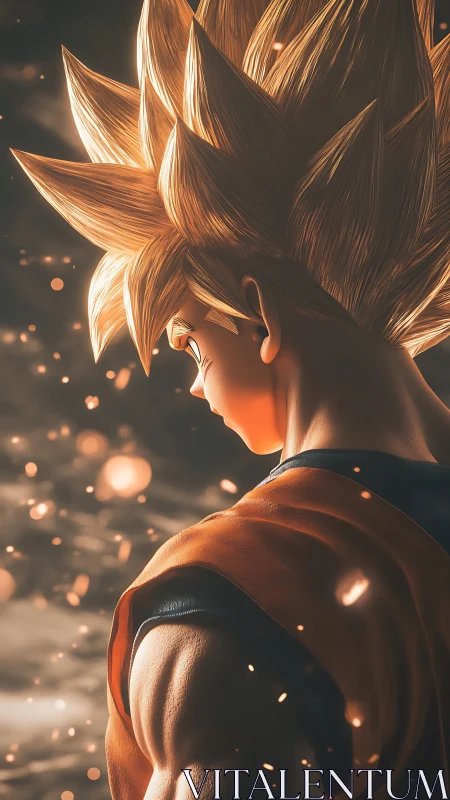 Spiky-haired animated figure rendered in detailed profile view