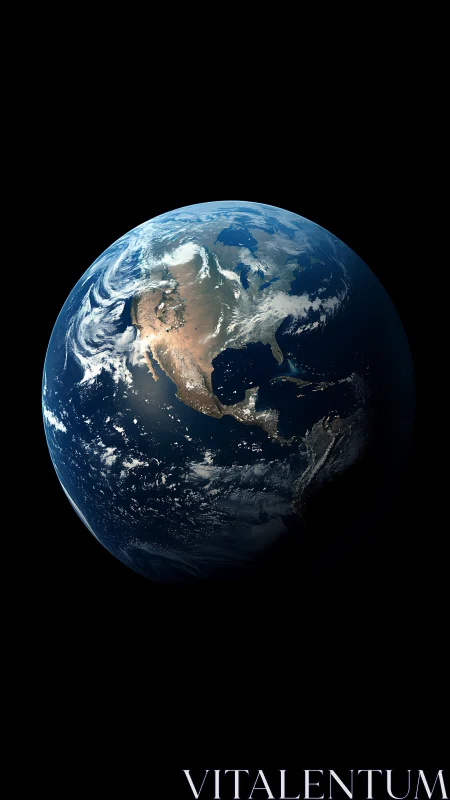 Photorealistic orbital view of Earth with dramatic limb lighting.