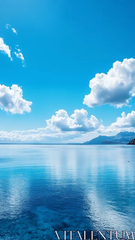 Cumulus cloud field over calm pelagic waters, high saturation.