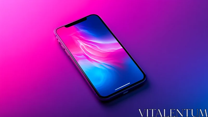 Modern Smartphone with Vibrant Gradient Display Wallpaper.