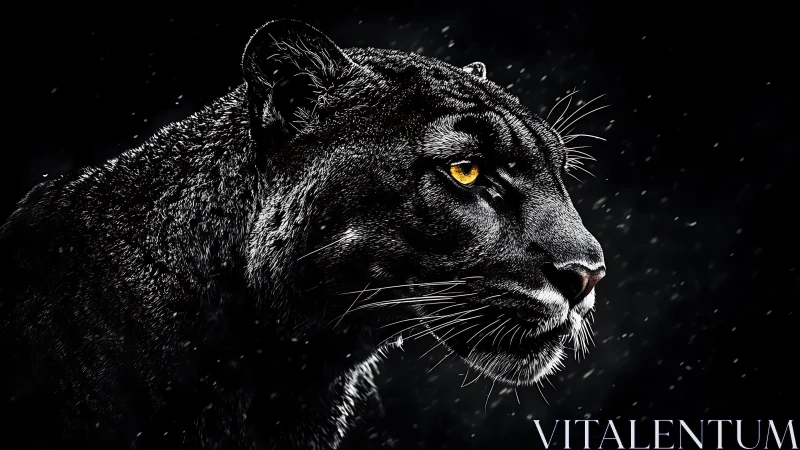 Black Panther Portrait with Golden Eyes.