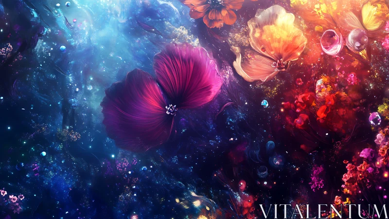 Ethereal Cosmic Flowers: A Digital Garden of Light and Color.