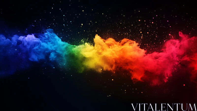 Vibrant rainbow color cloud on dark abstract background.