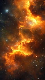 Solar firestorm river blazing through silent starfield.