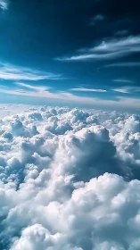 High-altitude cumulus cloudscape under deep cyan sky.