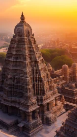 Sunlit stone spire crowns an ancient temple labyrinth.