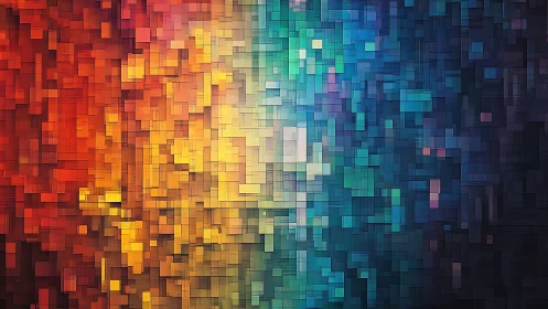Geometric chromatic spectrum grid in digital painting abstraction.