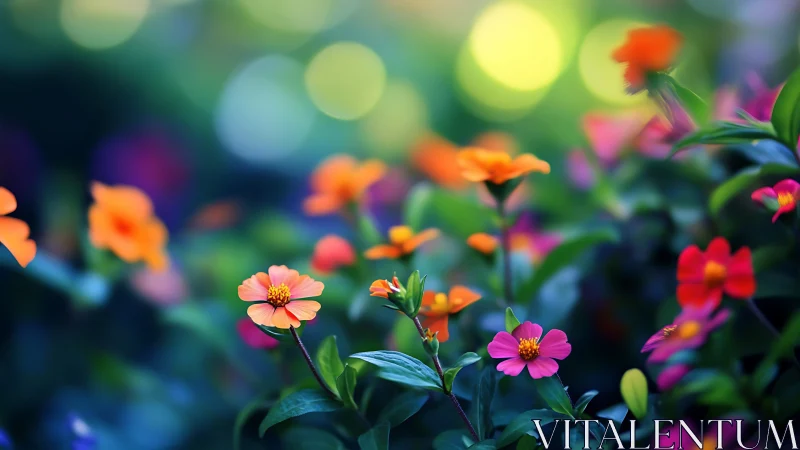 Shallow Depth Floral Bokeh: Selective Focus Polychromatic Bloom Array.