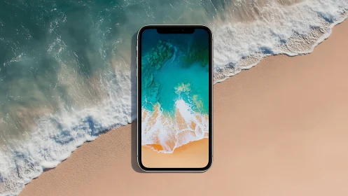 Smartphone overlay integrates seamless aerial beach perspective