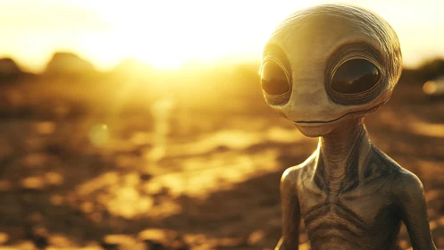 Backlit extraterrestrial portrait renders cinematic desert mood