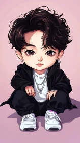 Minimalist Street Style: Youth Portrait in Charcoal Elegance