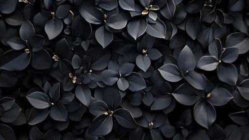 Midnight black petals form dense sculptural floral field