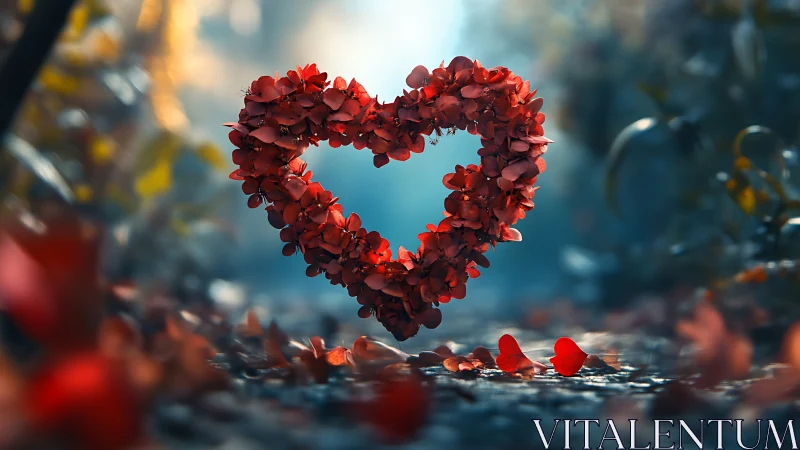 Heart of Red Petals: 3D Floral Composition with Depth.