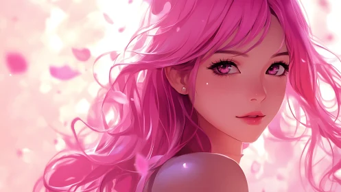 Petal-bright gaze turns a pink spring breeze into music