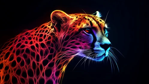 Neon Leopard Profile: Luminescent Wildlife Portrait
