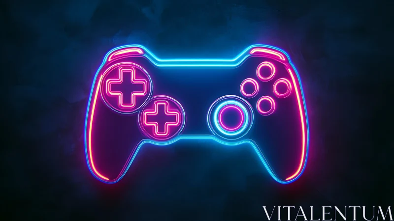 Neon gamepad silhouette hums like an electric arcade heartbeat