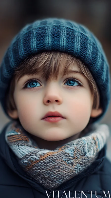 Sweet Moments in Blue: A Child's Gentle Gaze