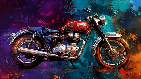 Chromatic study of vintage motorcycle with reflective chrome detailing
