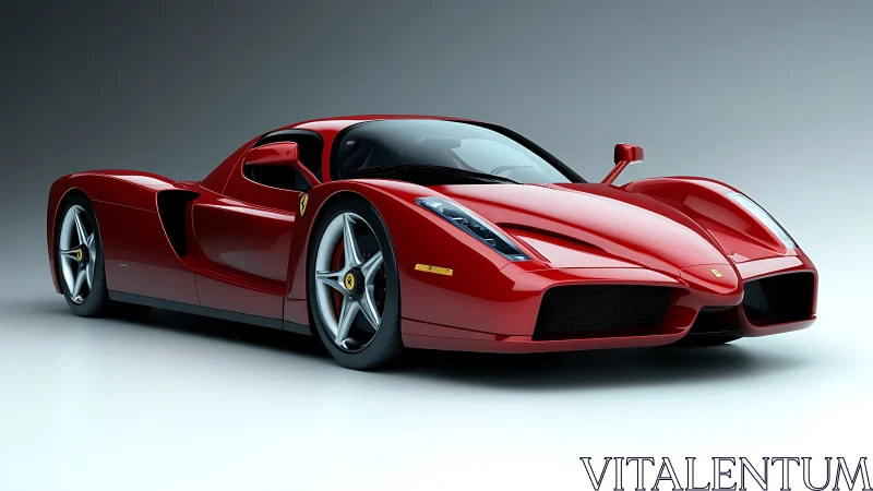 High-gloss red hypercar render with aerodynamic body detailing.