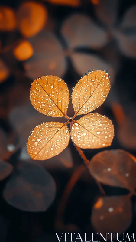Raindrop jewels turn a lone clover into quiet forest gold