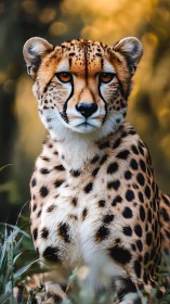 Cheetah portrait shows frontal pose with shallow depth of field