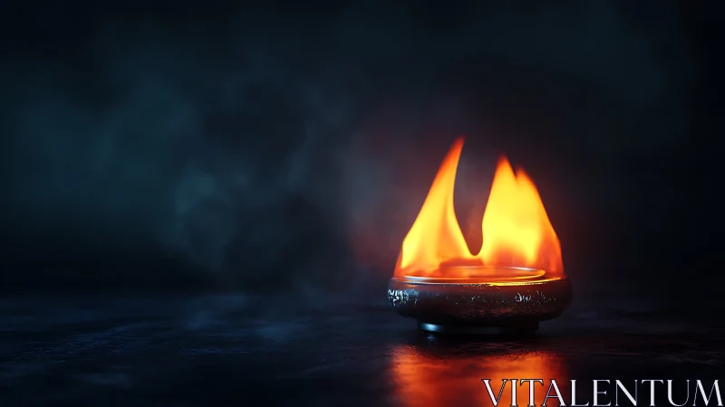 Ethereal Flame in Darkness. Glowing Warm Light Against Cool Shadow.