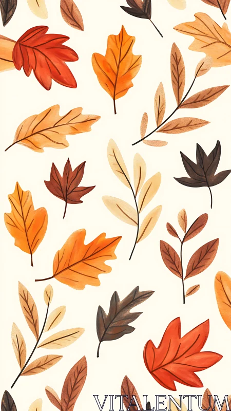 Whirling autumn leaves dance across a creamy breeze-touched sky.