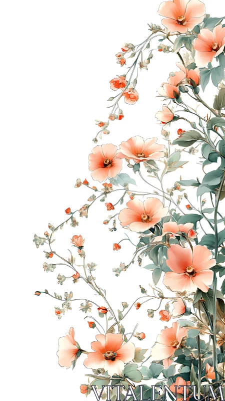 Coral Cosmos Floral Botanical Cascade.