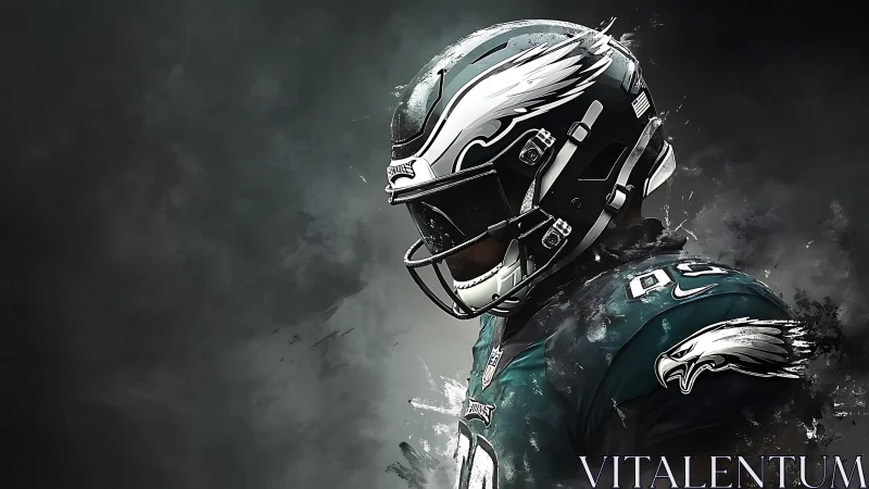 Storm-lit gridiron guardian in bold green armor.