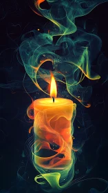 Mystical Flame Dance: Glowing Candle With Ethereal Energy
