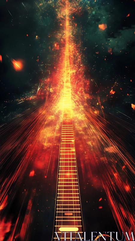 Guitar inferno skyrocket turning riffs into molten stardust.
