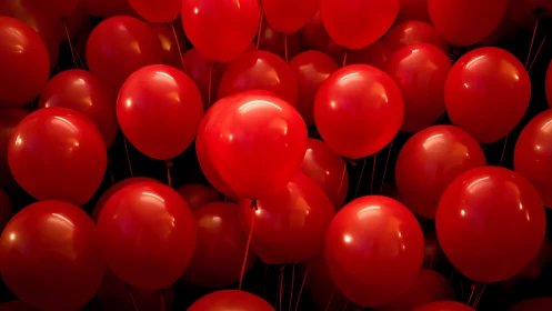 Arrangement of Illuminated Red Spheres Against Black Background