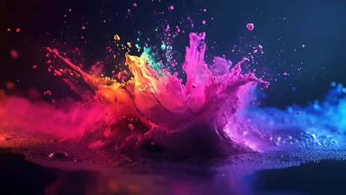 Multicolor liquid impact forms radial splash with fine droplets