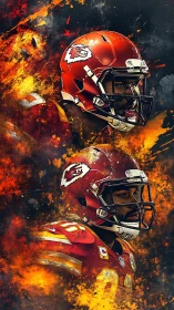 Two Kansas City football players appear in fiery digital art