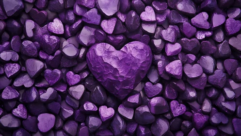 Purple Heart Stones Composition with Central Focal Point.