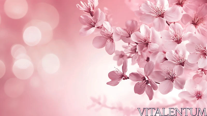 Pink blossoms with bokeh background and soft depth of field effects.
