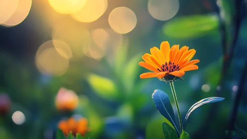 Golden Daisy Dancing in Garden Light.