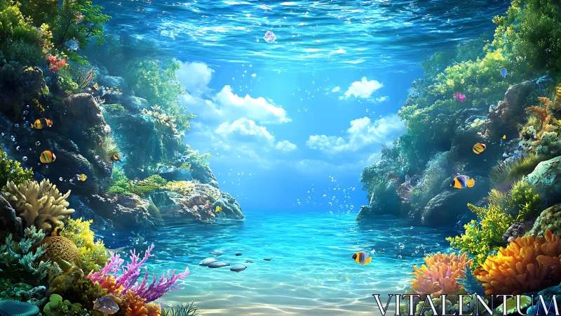 Sunlit coral cove where curious reef fish wander slowly.