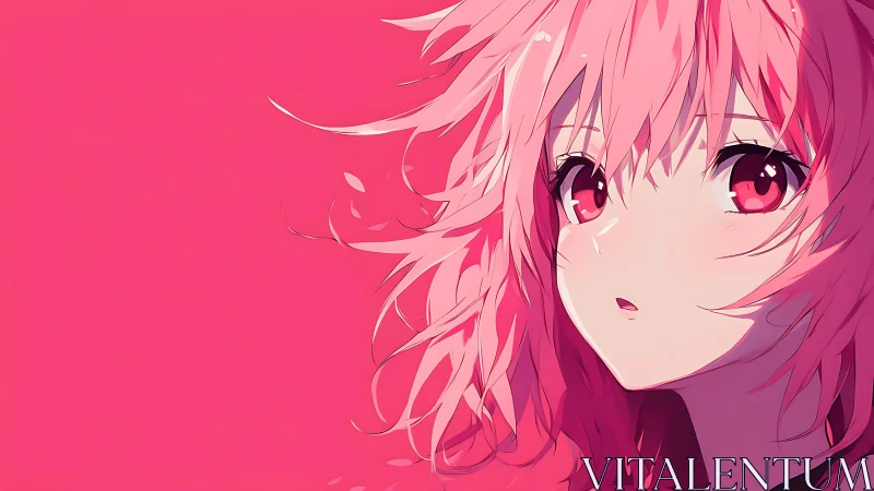 Soft pink anime portrait captures quiet, dreamlike emotion
