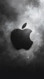 Luminous Apple Logo Against Turbulent Particle Storm.