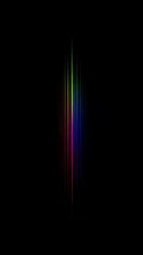 Spectral emission lines as vertical photonic traces on black.