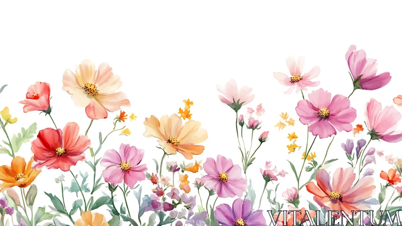 Vibrant Cosmos Blooms Dancing in Gentle Spring Light