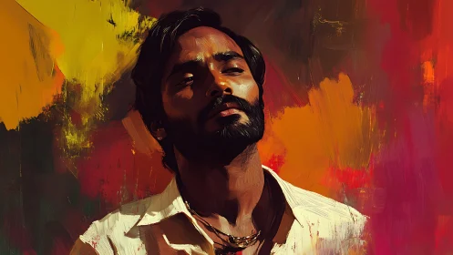 Expressive male portrait rendered in vivid digital brushwork